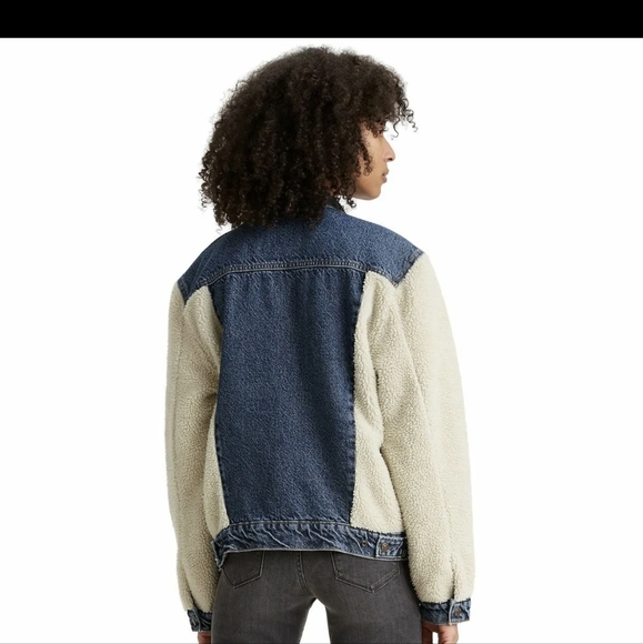 LEVI'S jackets EX-BOYFRIEND Pieced Sherpa Trucker Jacket "All Goes Wool" - Picture 2 of 7